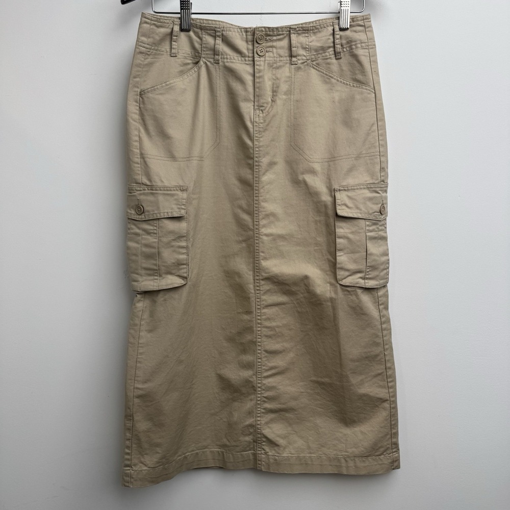 Brandy Melville Maxi Long Skirt One Size Brown Cargo Cotton Y2K Wide Womens‎
